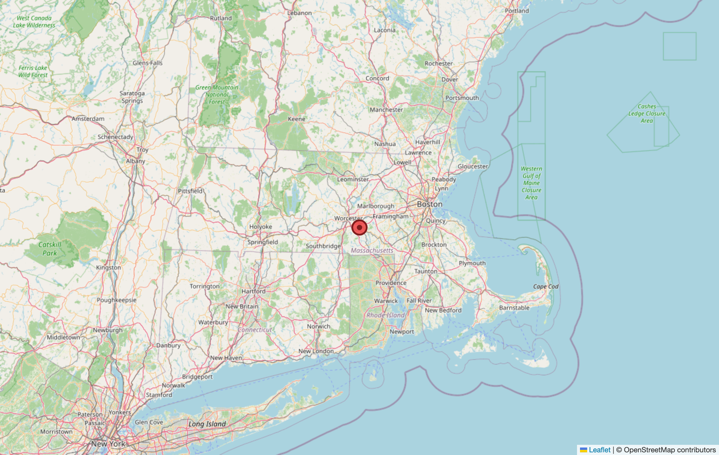 Map showing Massachusetts, where BlueHub Capital's community solar portfolio is located