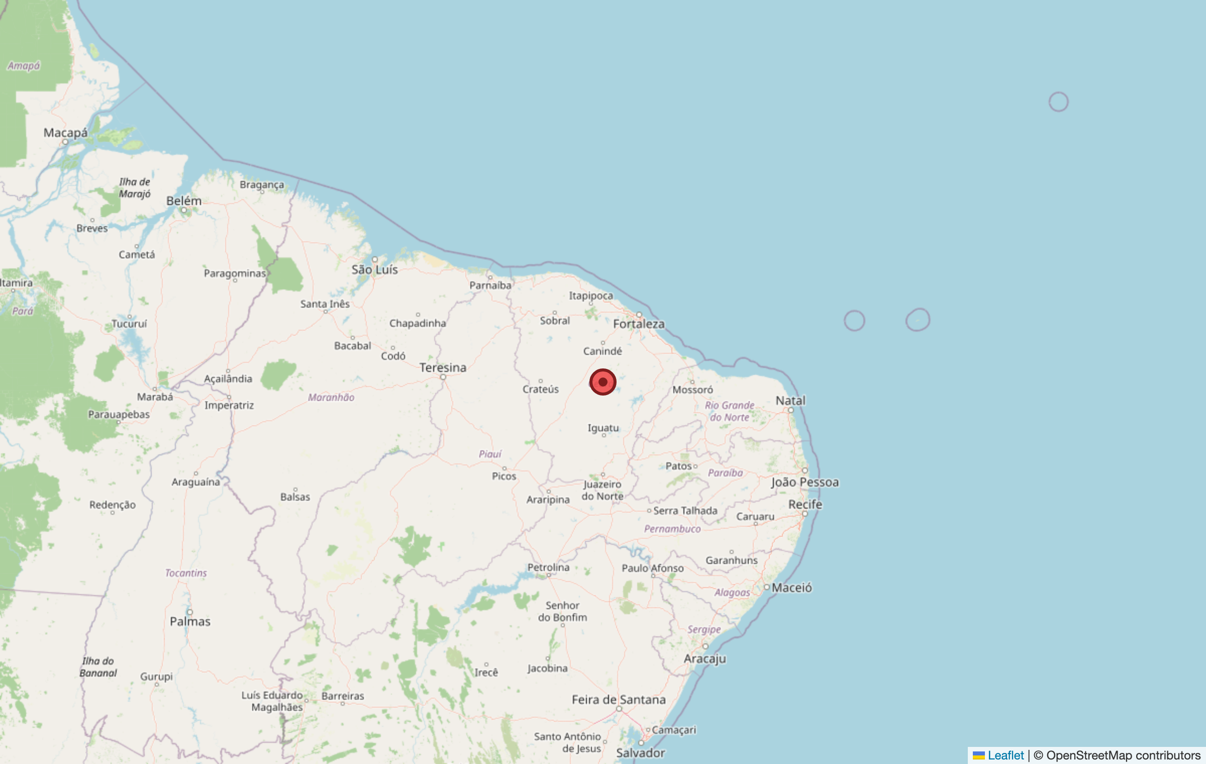 Map showing Ceará, northeast Brazil
