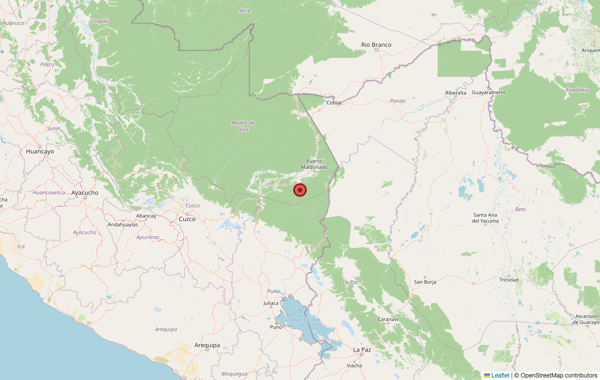 Map showing Madre de Dios, Peru